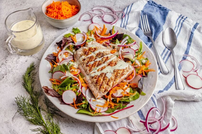 Grilled Salmon with salad